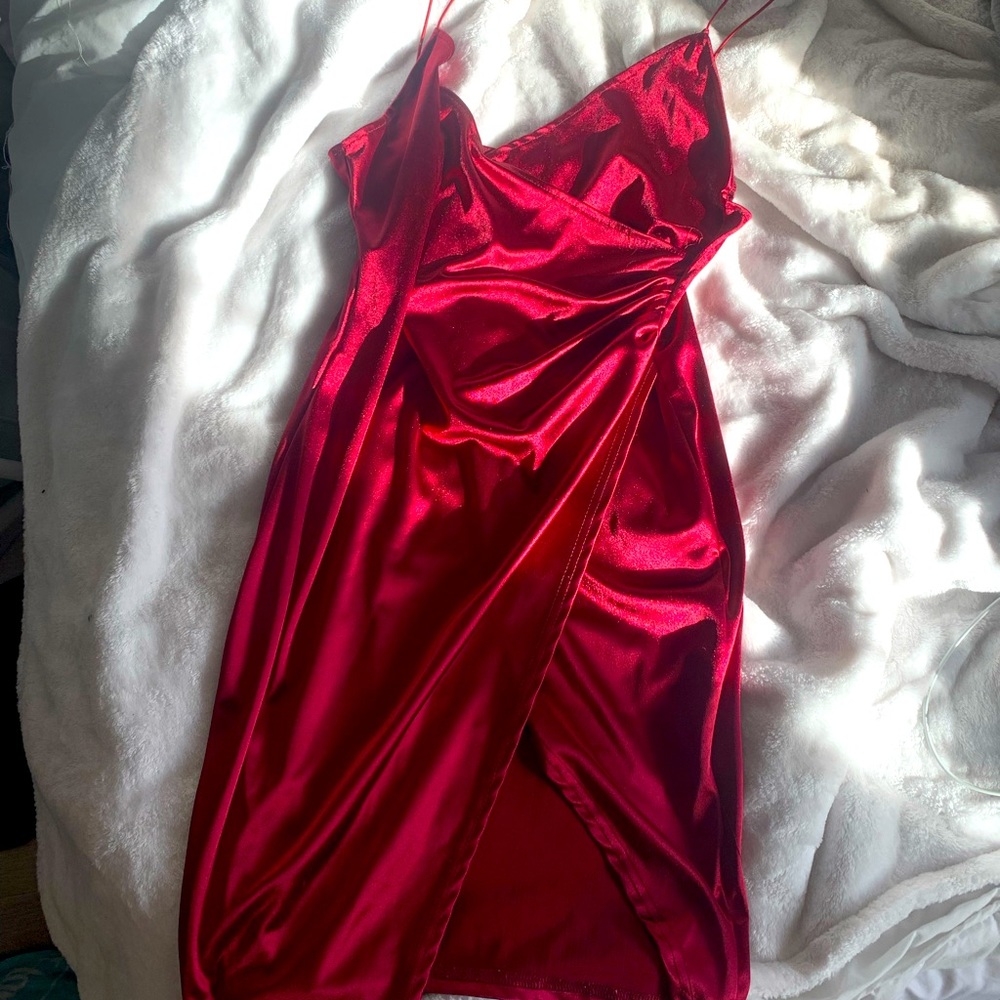 Satin red dress